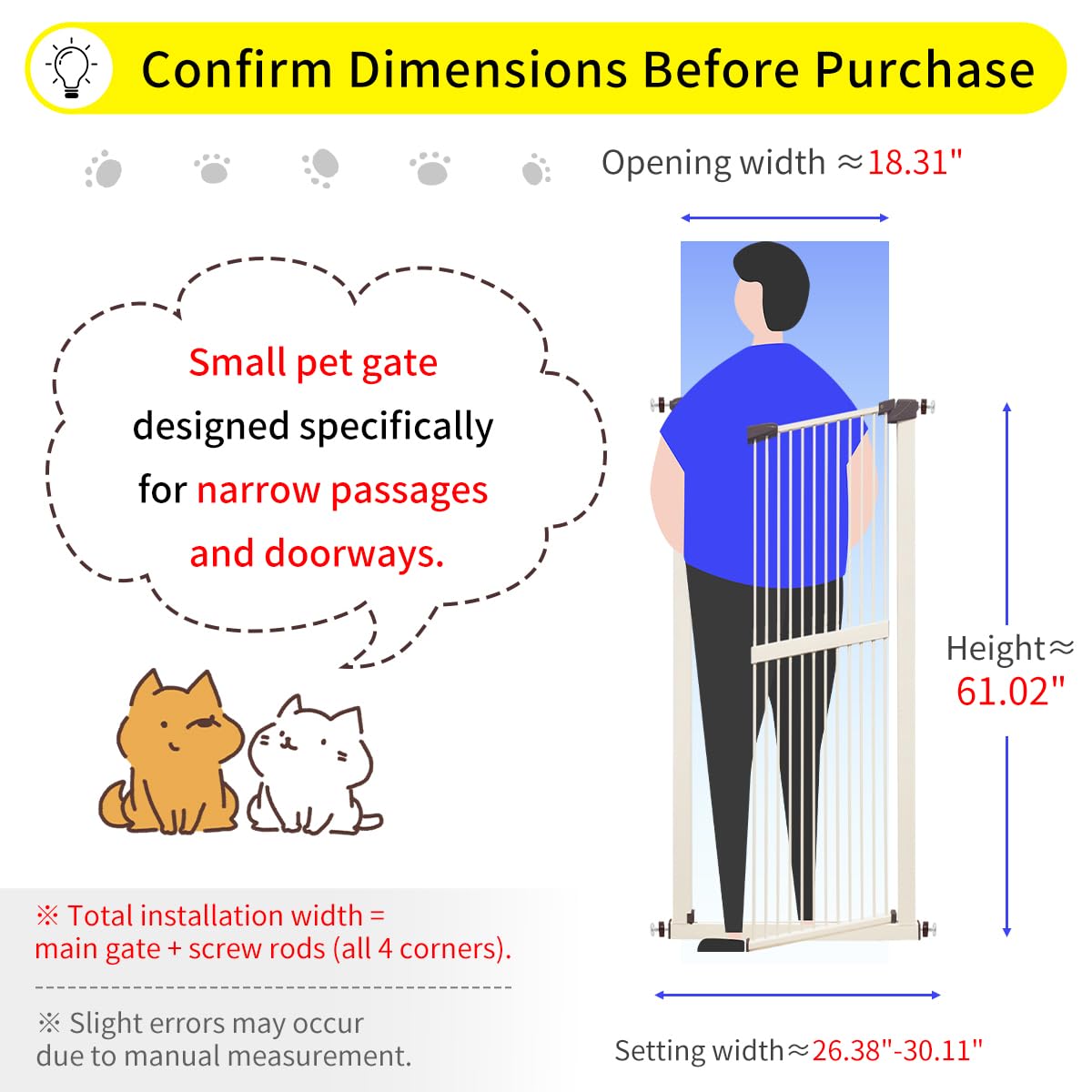 Lumizone cream gate with 1.37-inch gap keeps pets and children safe