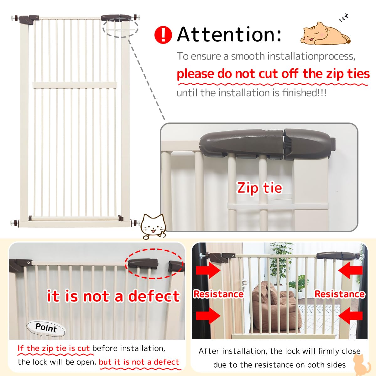Lumizone cream white gate blends with home decor while restraining pets.