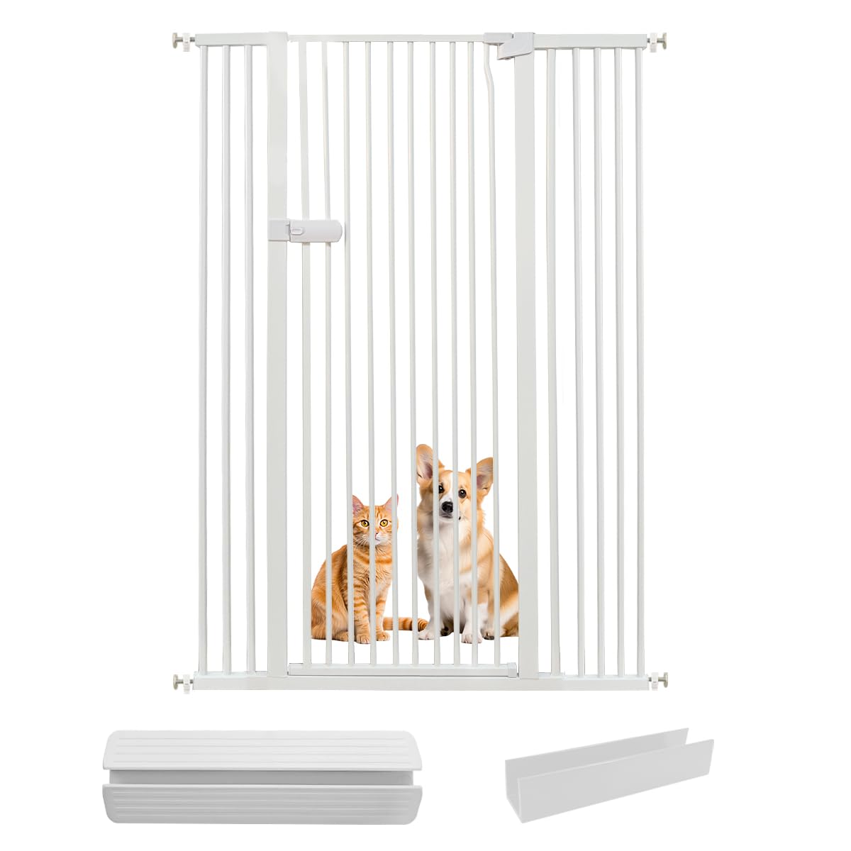 Lumizone extra tall cat gate standing 55.12 inches for secure doorway containment