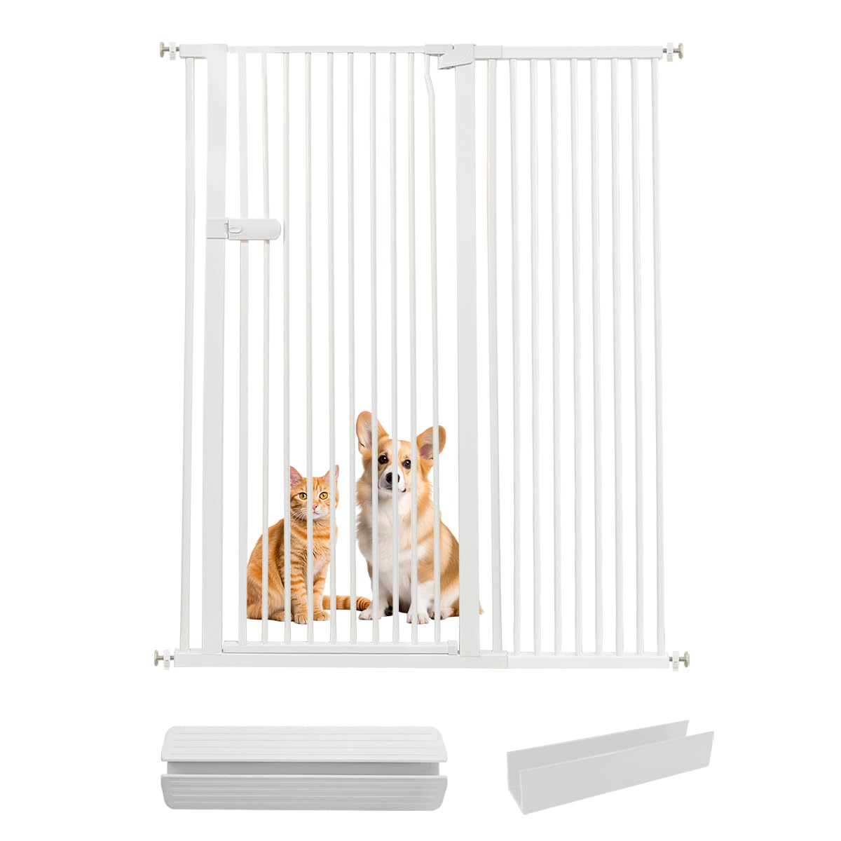 Lumizone extra tall cat gate shown in doorway for tall containment.