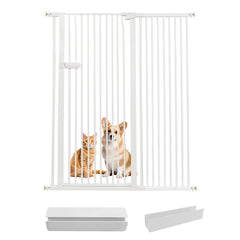 Lumizone extra tall cat gate shown in doorway for tall containment.
