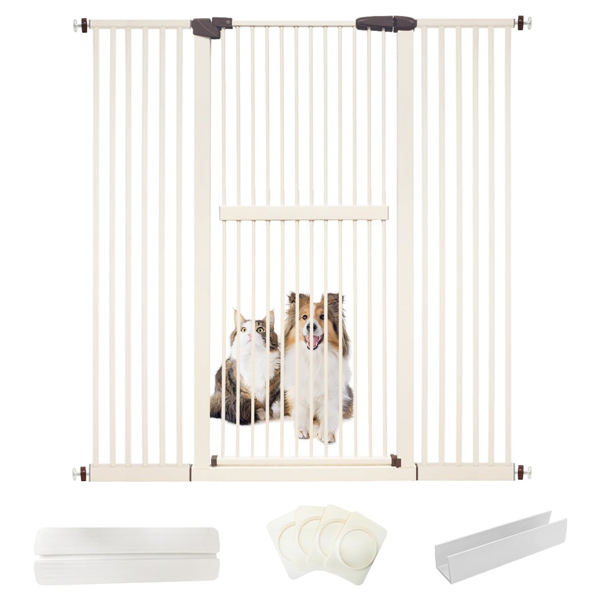 Lumizone extra tall cat gate, 61.02 inches high, closed for secure containment.