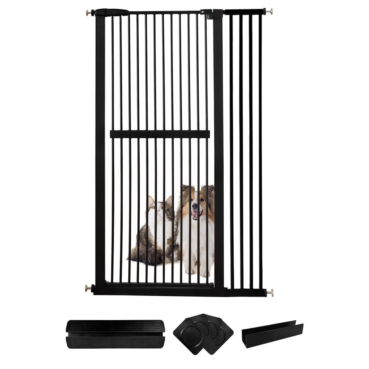 Lumizone extra tall cat gate in doorway secures pets without drilling.