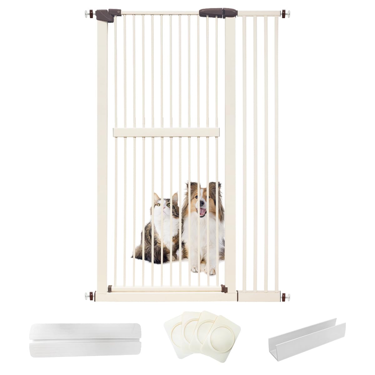 Lumizone extra tall gate in doorway blocks jumping and keeps pets secure.