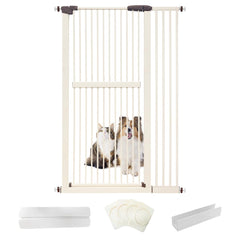Lumizone extra tall gate in doorway blocks jumping and keeps pets secure.