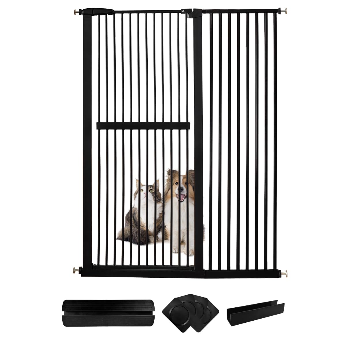 Lumizone extra tall cat gate showing 61-inch height to prevent jumping