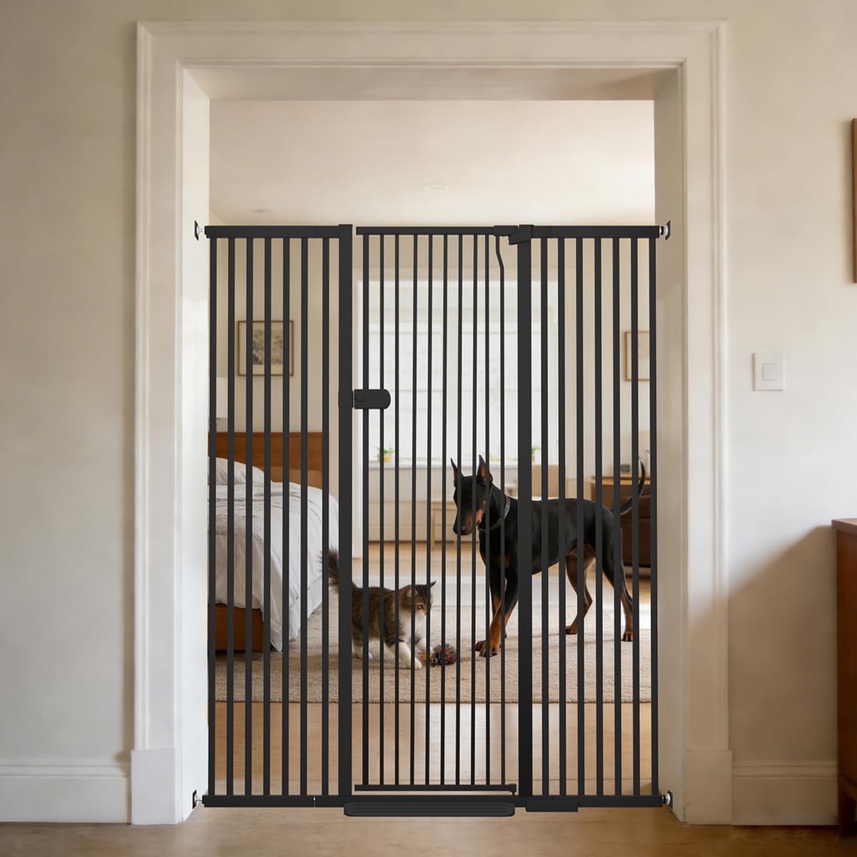 Lumizone extra tall cat gate 61.02 high for secure containment of active cats
