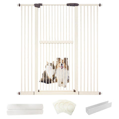 Lumizone extra tall gate in cream keeps active cats safely contained