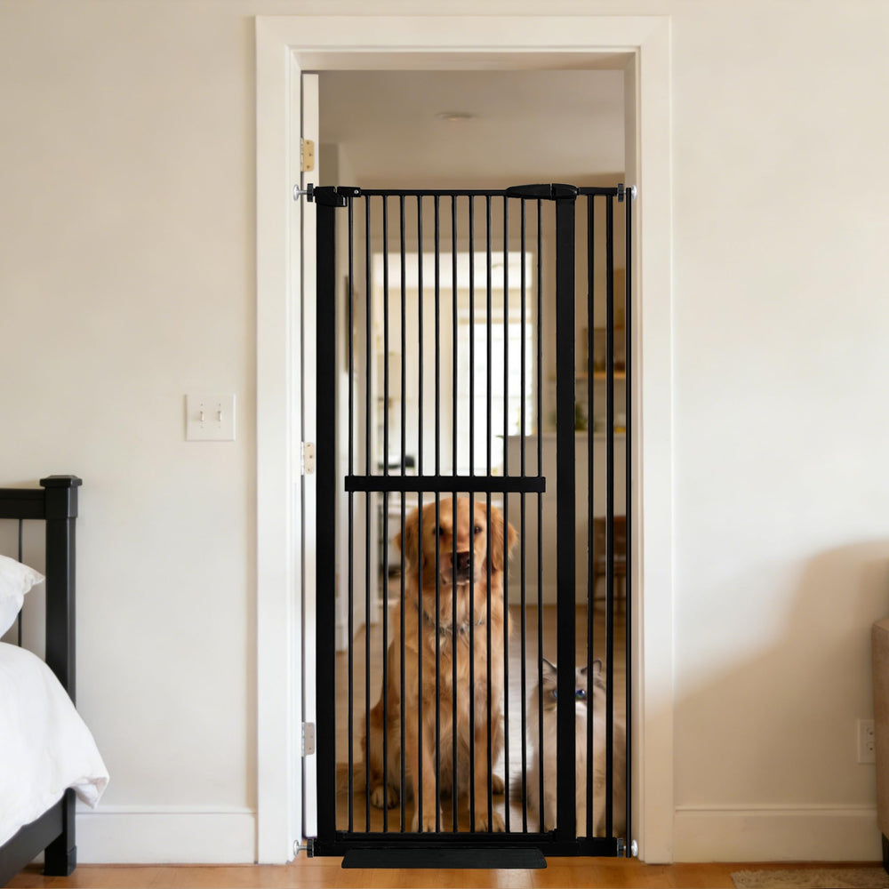 Lumizone extra tall gate in doorway showcasing height for pet containment