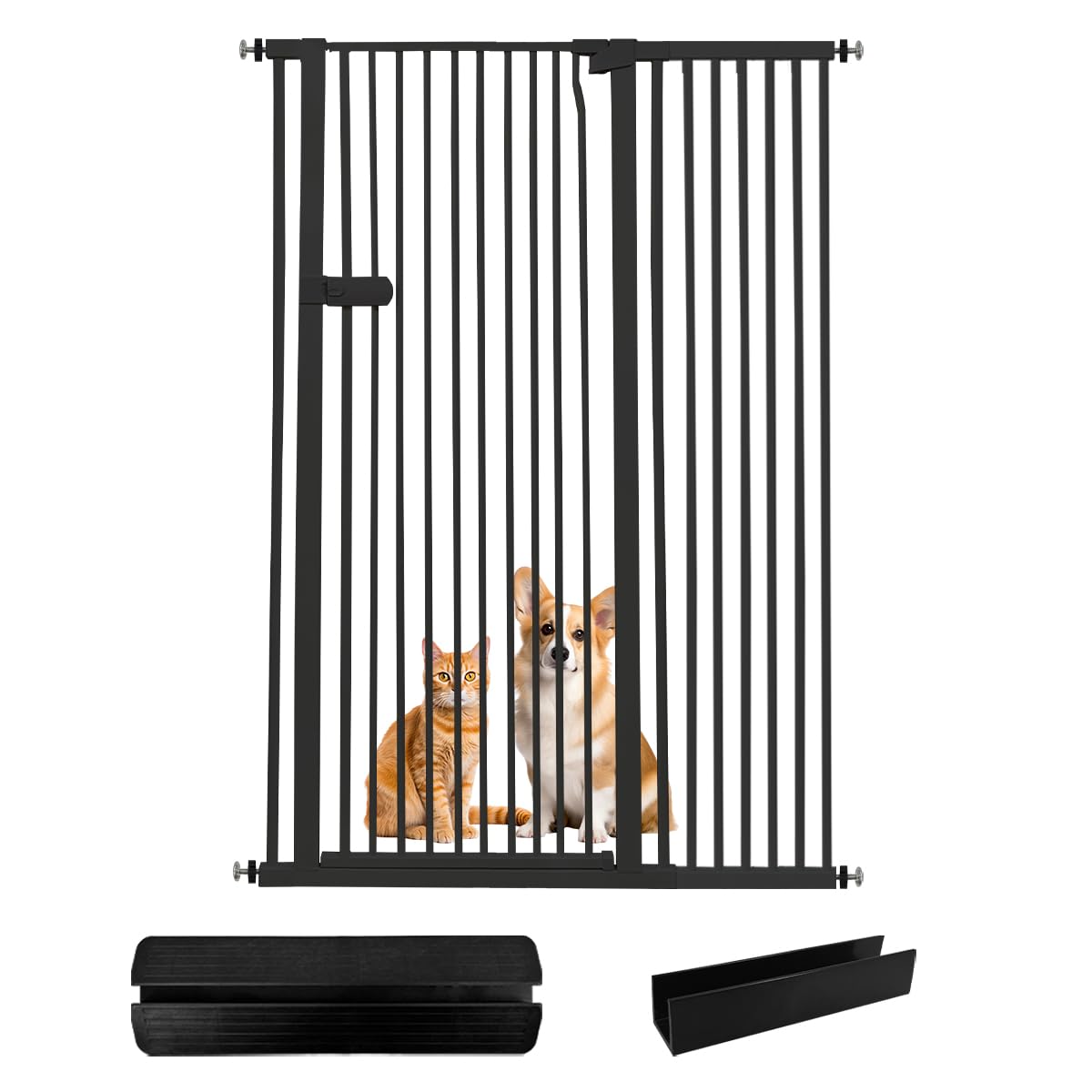 Lumizone extra tall cat gate in doorway blocks jumping and keeps pets contained.