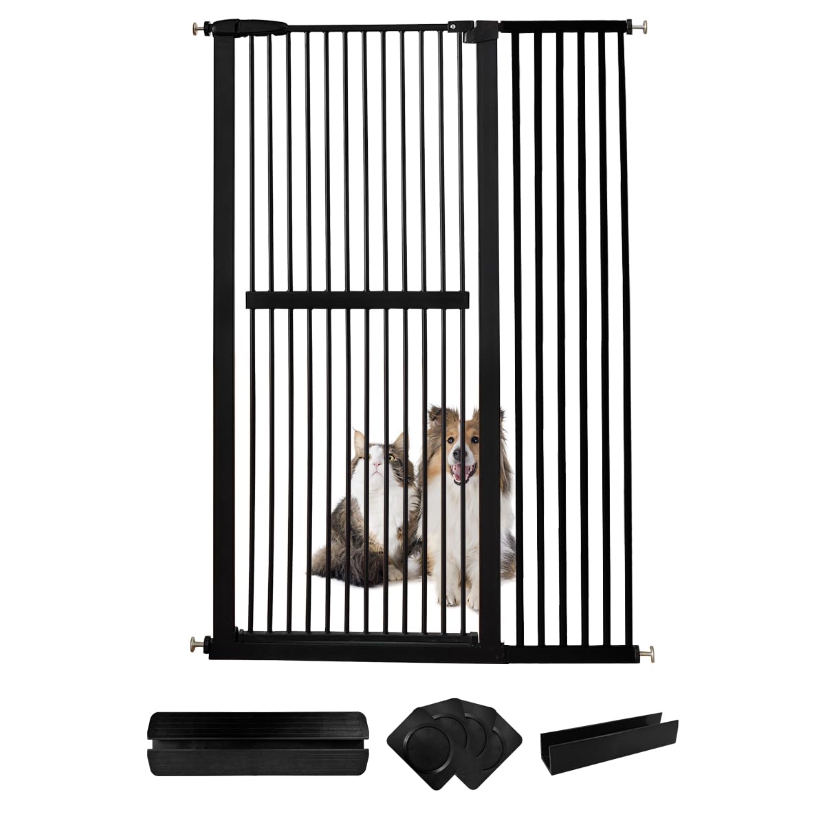 Lumizone extra tall cat gate, 61.02 inches high, securely contains active cats.