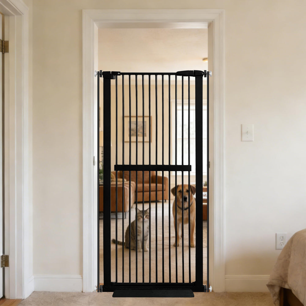 Lumizone extra tall cat gate 61.02 inches keeps cats contained in busy homes.