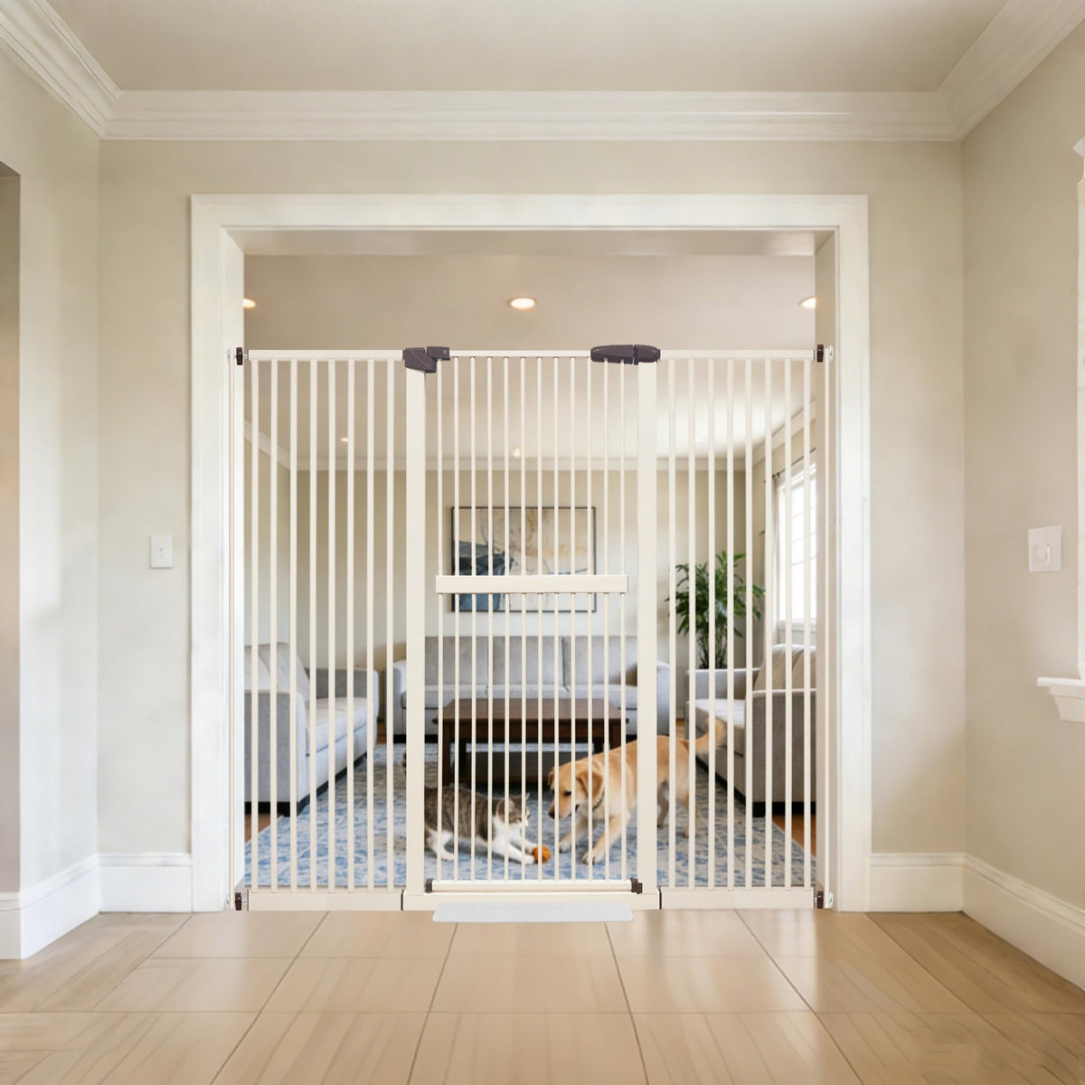 Lumizone extra tall cat gate 61-high helps keep pets contained.