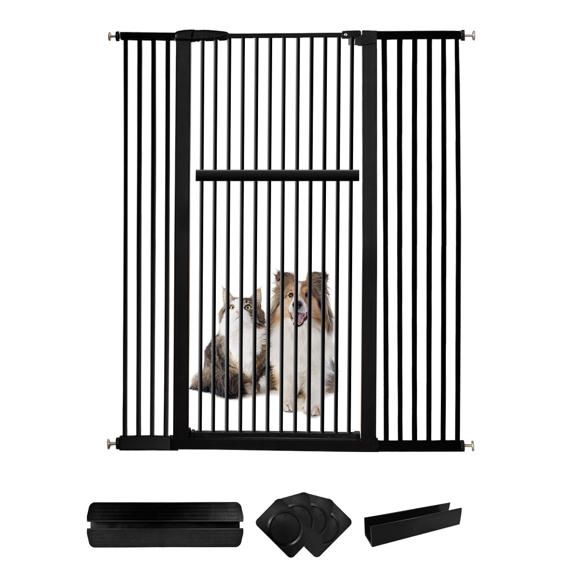 Lumizone Extra Tall Pet Gate shows 55.12 inch height for containing active cats.