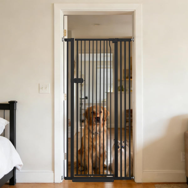 Lumizone extratall cat gate at 61.02 inches height keeps pets contained without drilling.