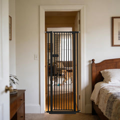 Lumizone extra tall cat gate 61.02 in height keeps cats contained in doorways.