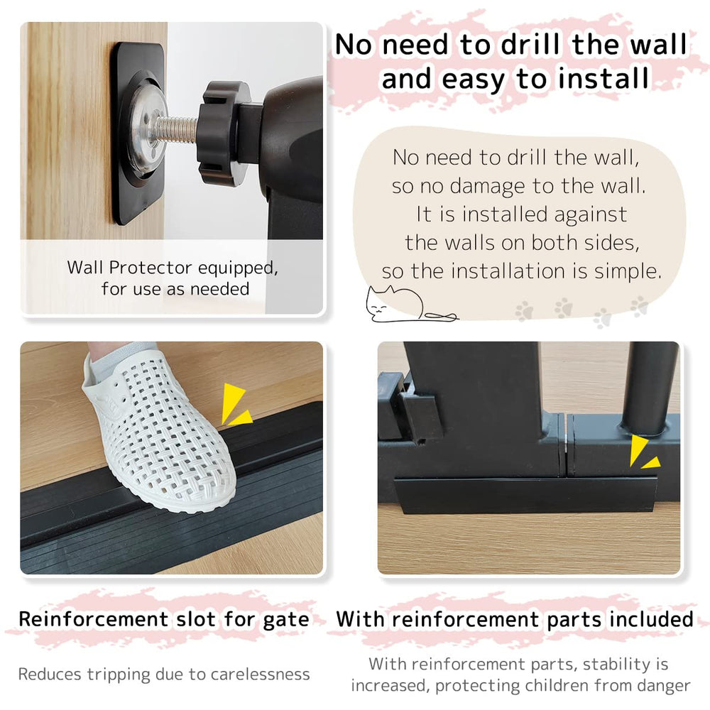 Lumizone tall dog gate fits various doorway openings in hallways.