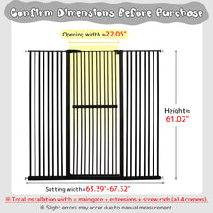Lumizone wide adjustable gate fits openings from 63.39 to 67.32 inches