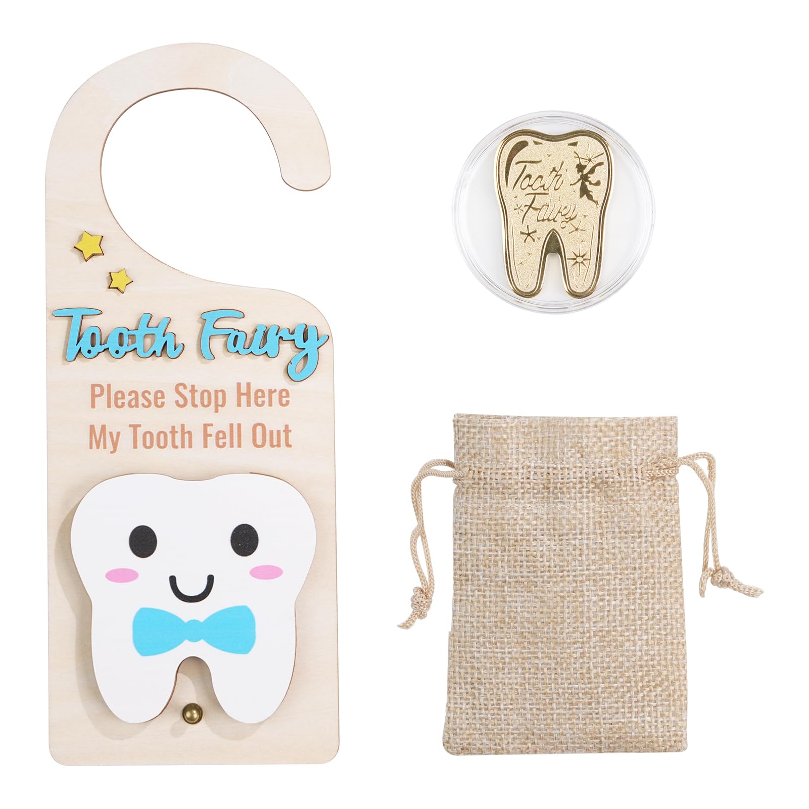 Lummitwit Tooth Fairy door hanging guides kids in a delightful tooth handover.