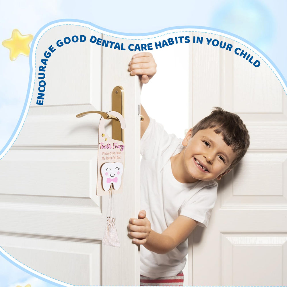 Lummitwit natural wood tone tooth fairy door hanging