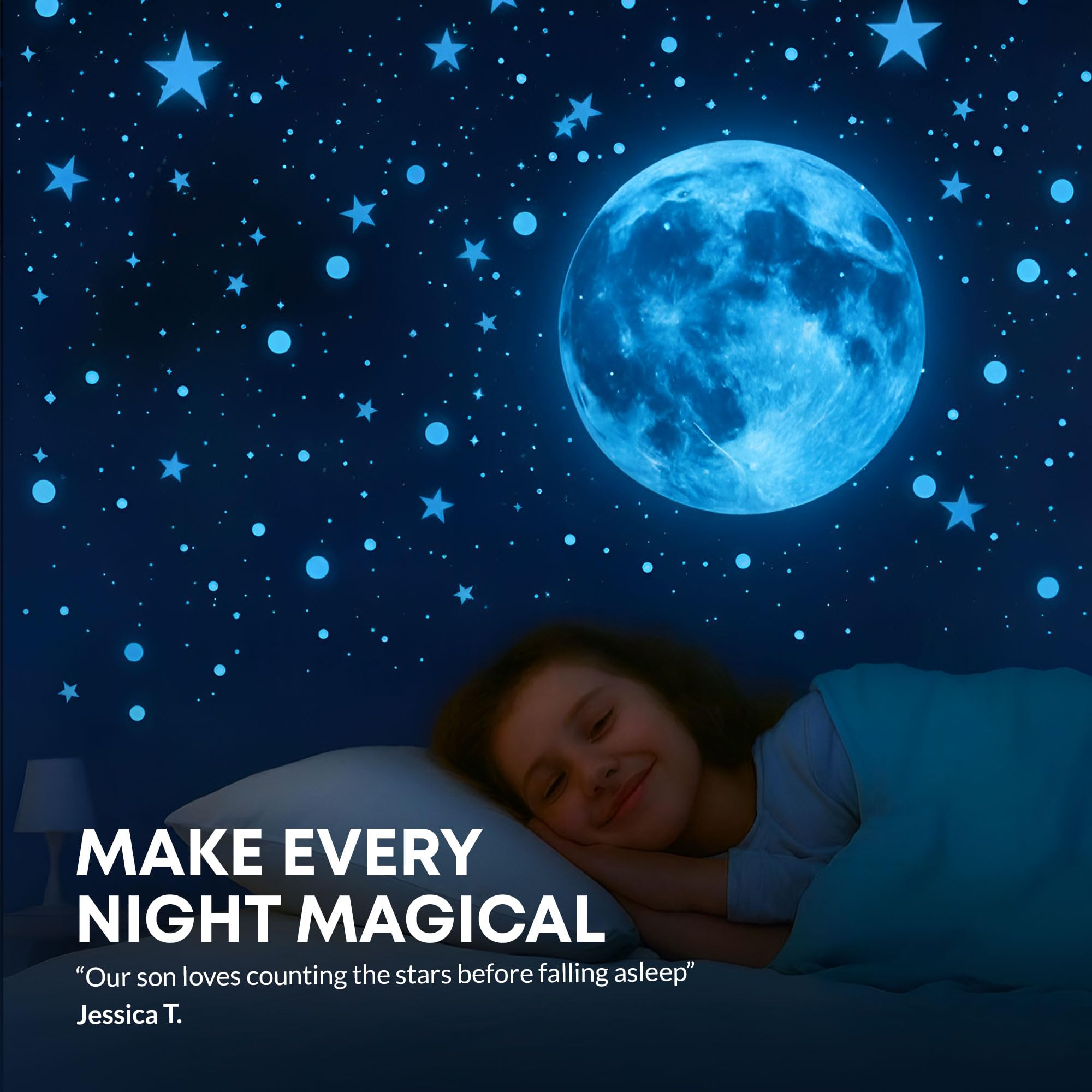 LUMOSX glow moon 9-8 inch realistic moon for dreamy night sky decor