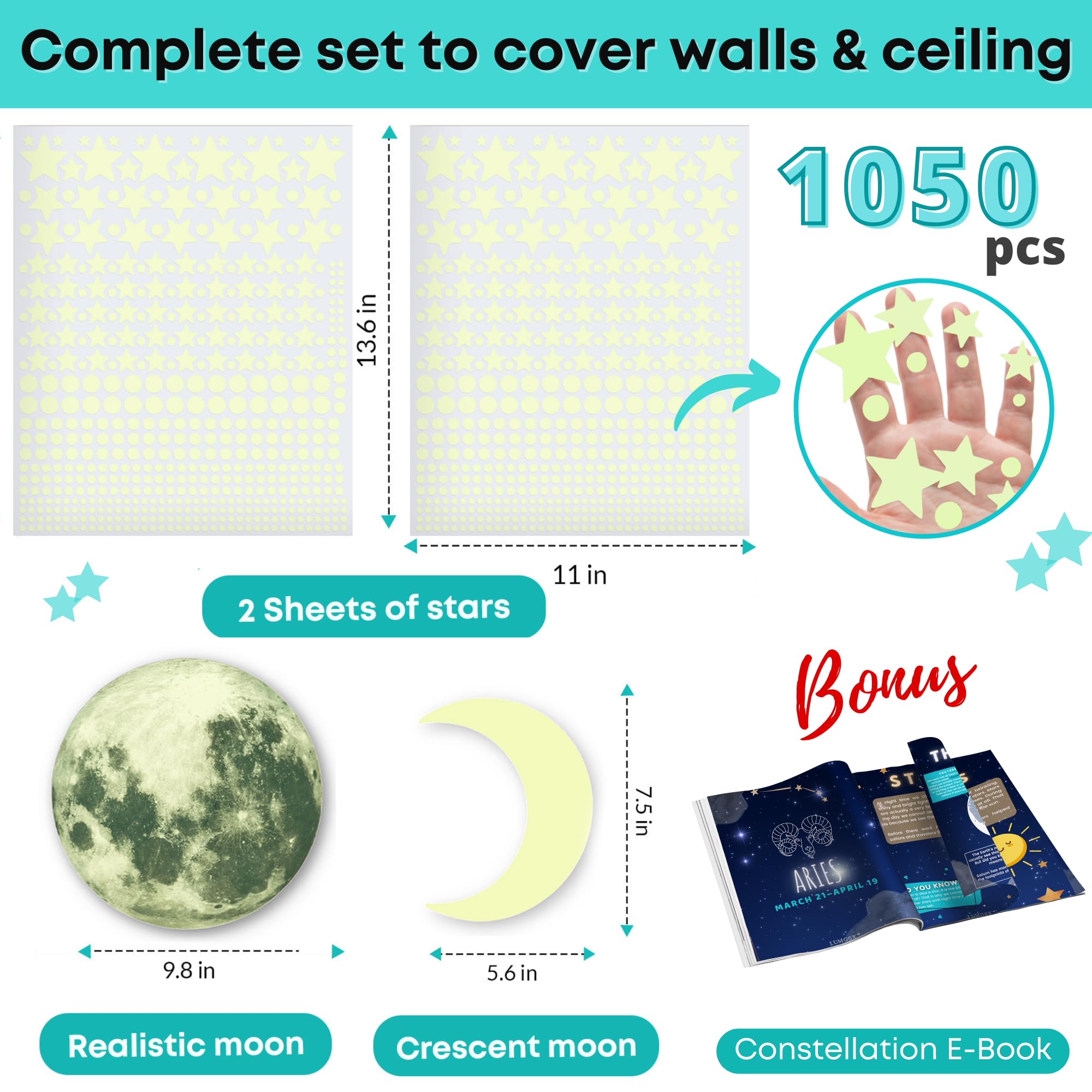 LUMOSX kids room decor ceiling stars blue creates calming blue galaxy vibe