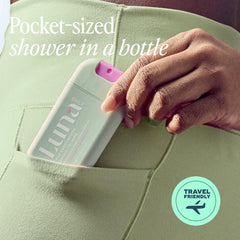 Luna Daily spray dispense action; quick cleansing on the go