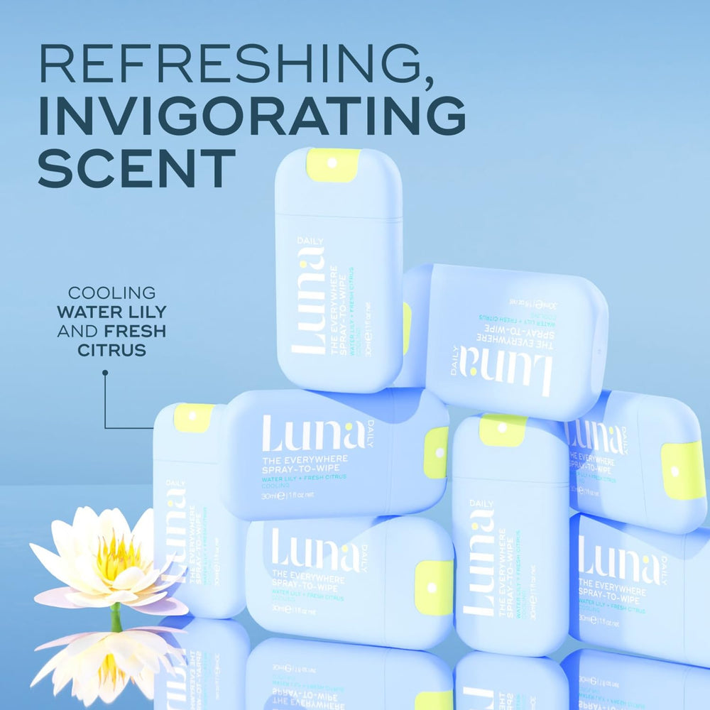 Luna Daily Everywhere Spray-To-Wipe plant based formula supports sensitive skin