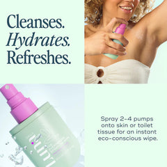 Mist from Luna Daily Fragrance Free Everywhere Spray-To-Wipe on a surface for quick wipe.