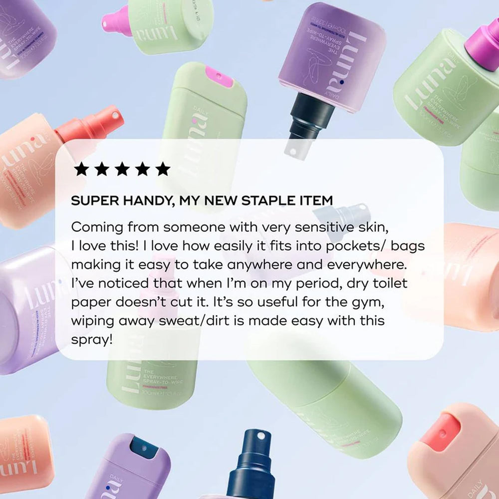 Soft cloth included with Luna Daily Fragrance Free Everywhere Spray-To-Wipe.