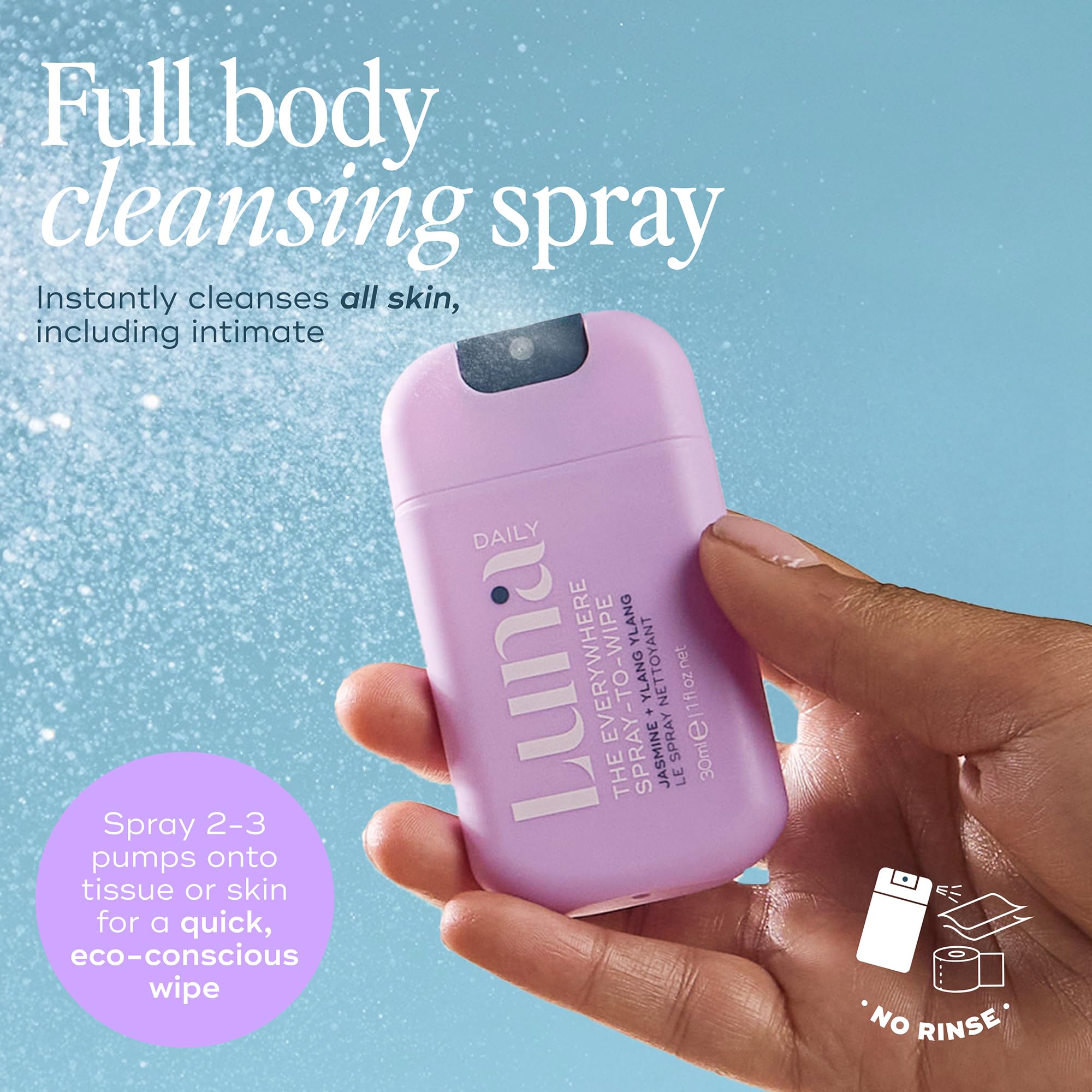 Luna Daily Mini tissue wipe eco-friendly shows instant wipe replacement without waste