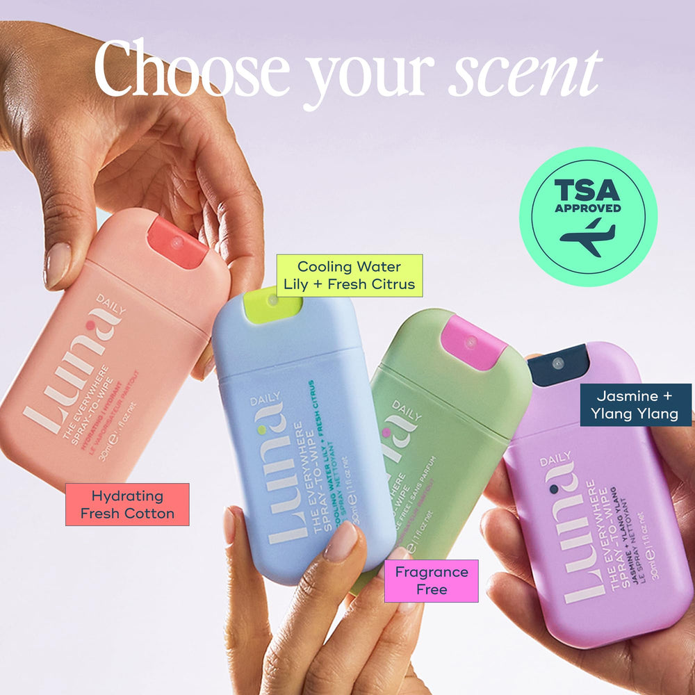 Luna Daily Mini zero-soap formula image communicates gentle cleansing without traditional soap