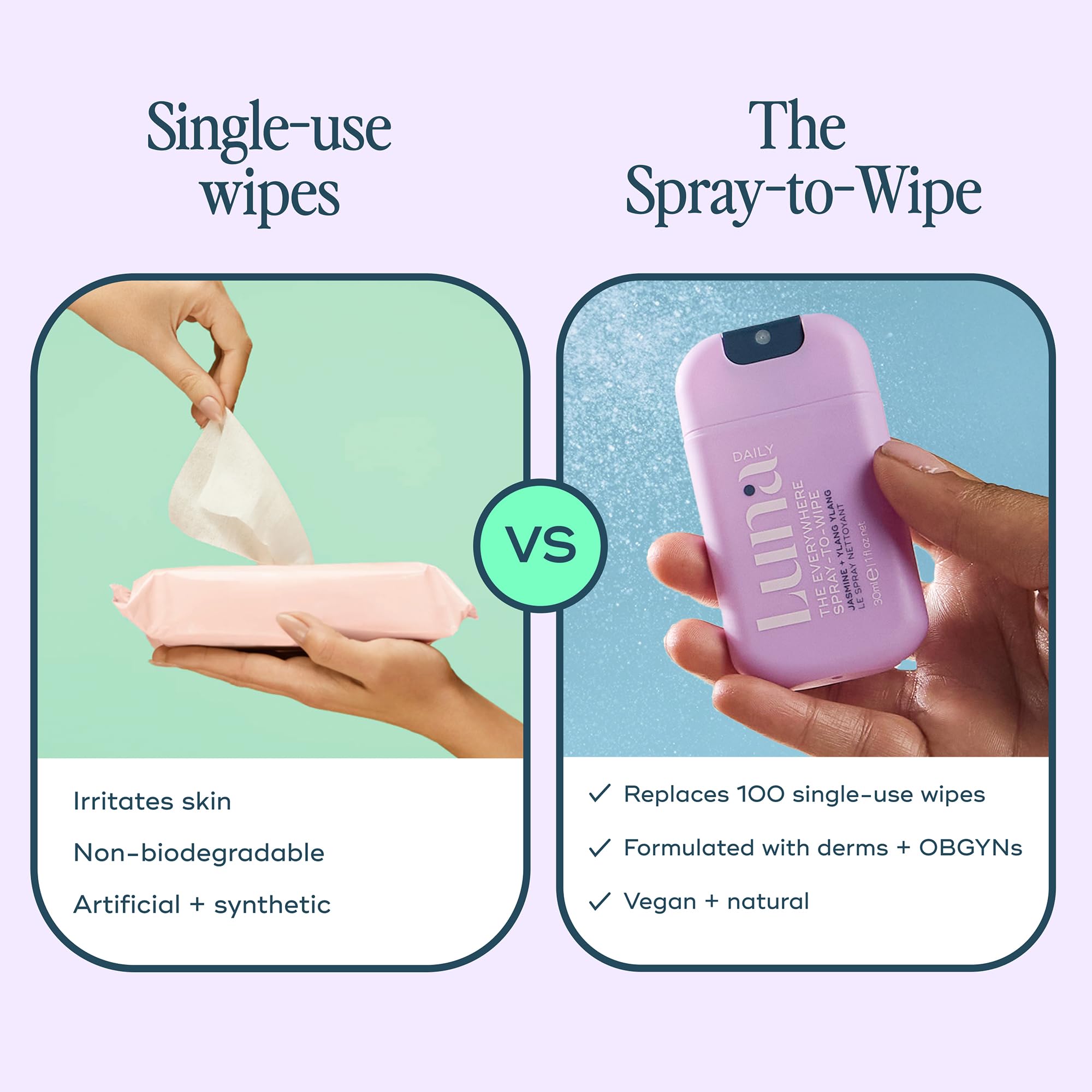Luna Daily Spray to Wipe Original Mist supports refreshing hygiene on the go