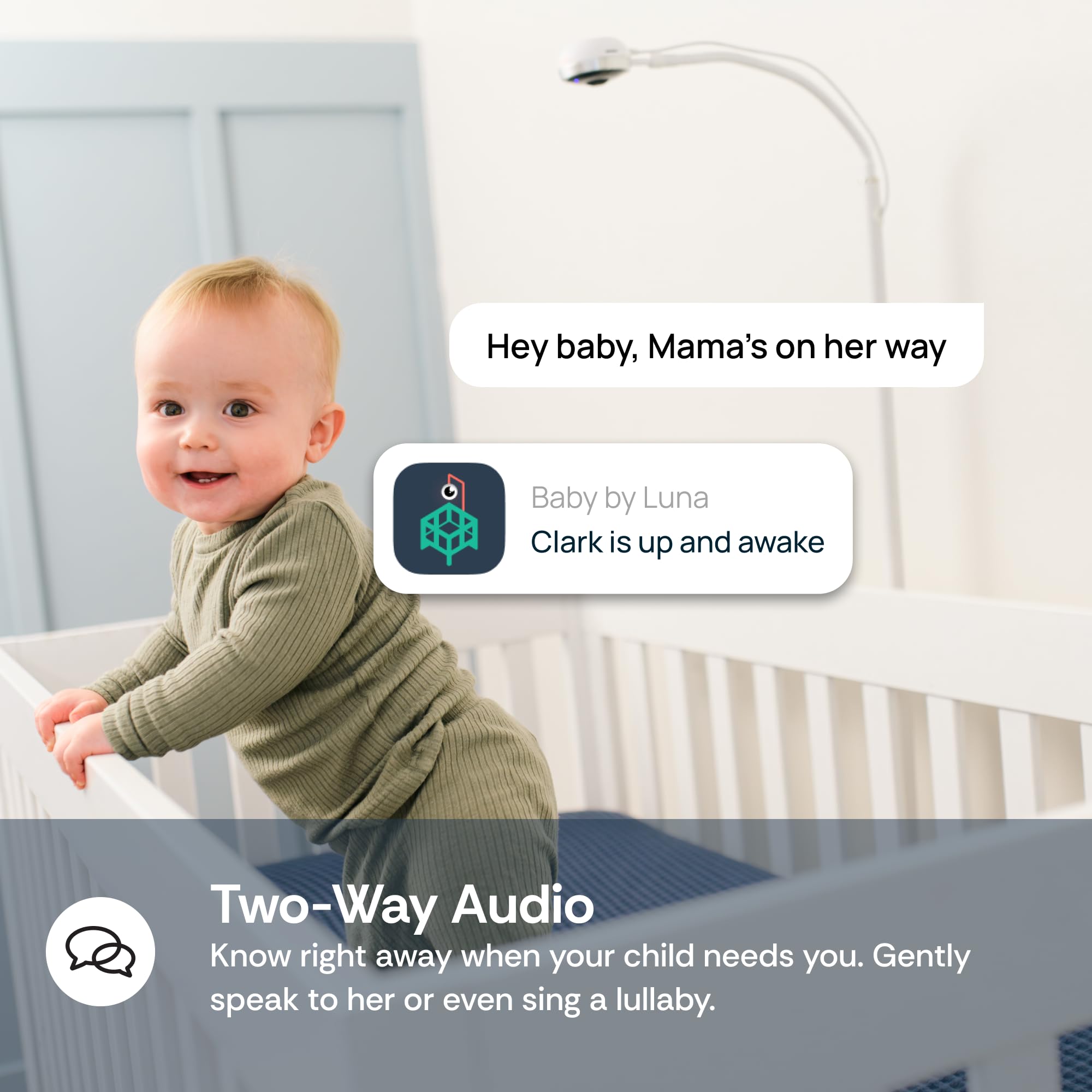 Luna Home cry detection alerts instantly when baby cries