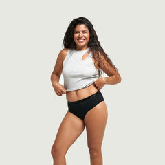 Lunam Brownie Large waistband close shows soft, stretchable fabric for comfort.