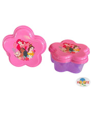 Lunch Money Princess snack box with flower-shaped containers featuring Ariel, Moana, Belle keeps kids' snacks organized.