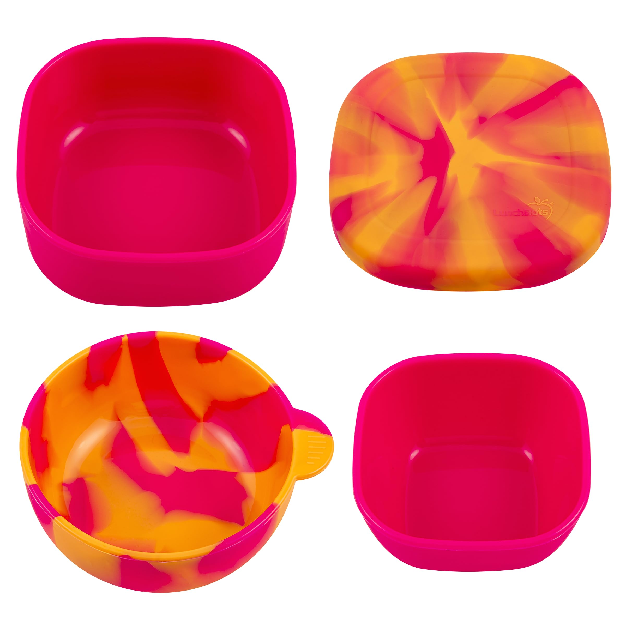 LunchBots kid bowls with secure lids, leak-free travel containers.