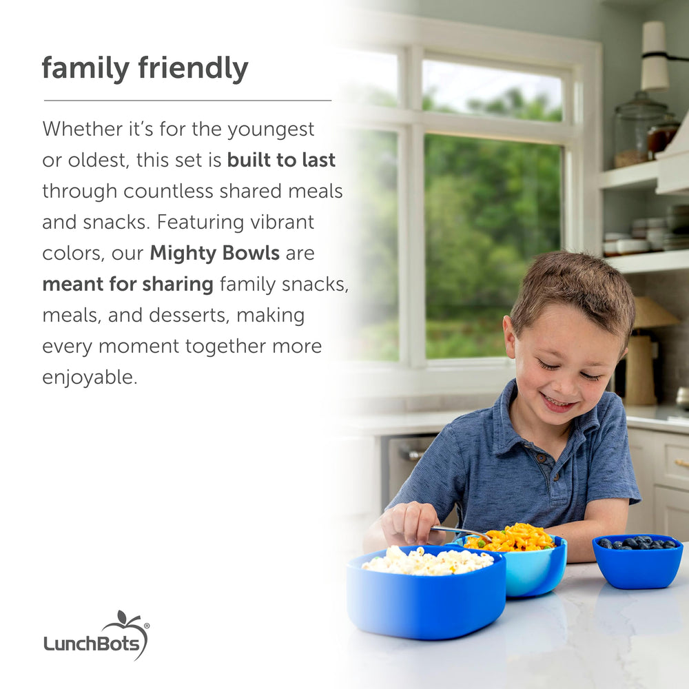 LunchBots nestable bowls save space on shelves.