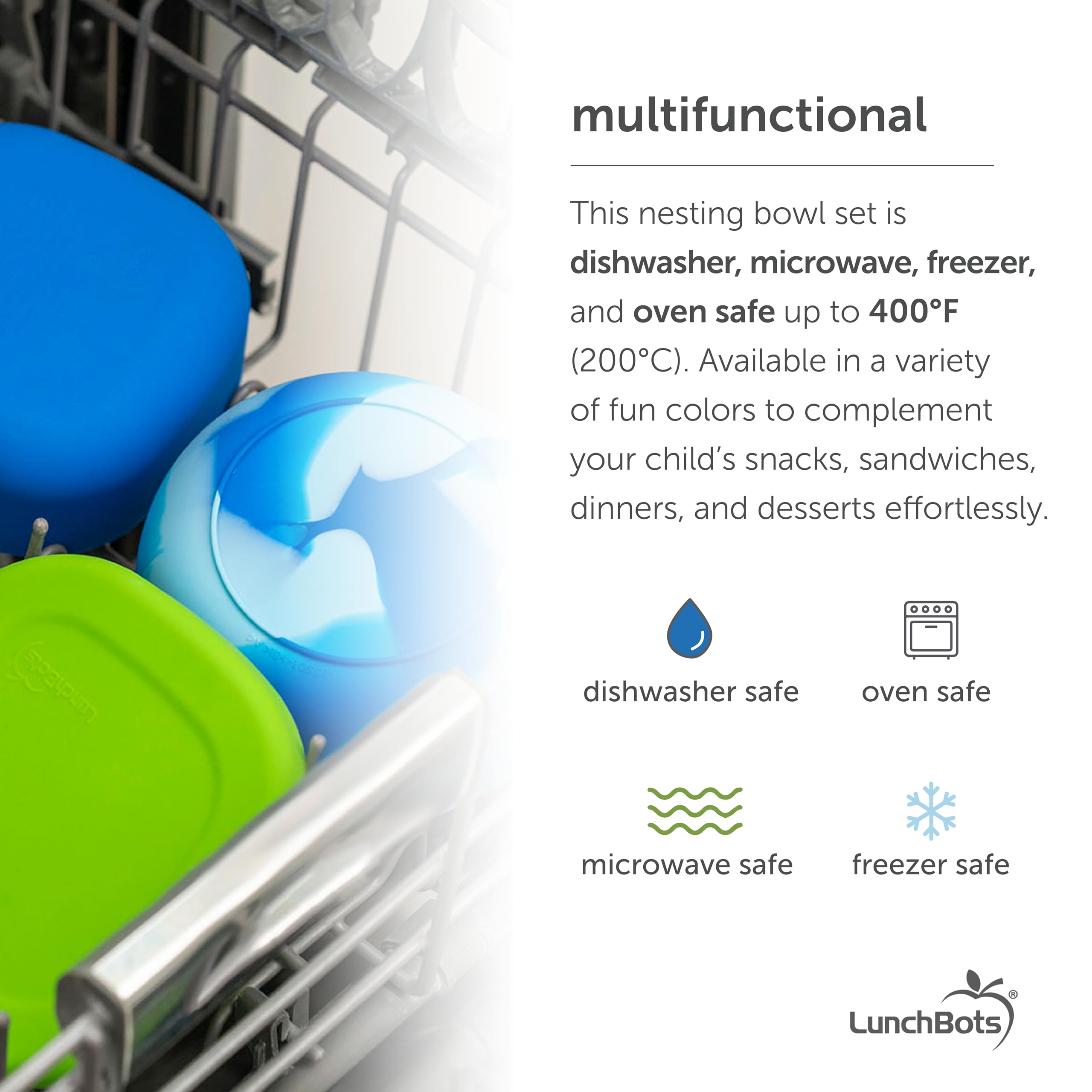 LunchBots travel bowls in pink swirl packed for on-the-go meals.