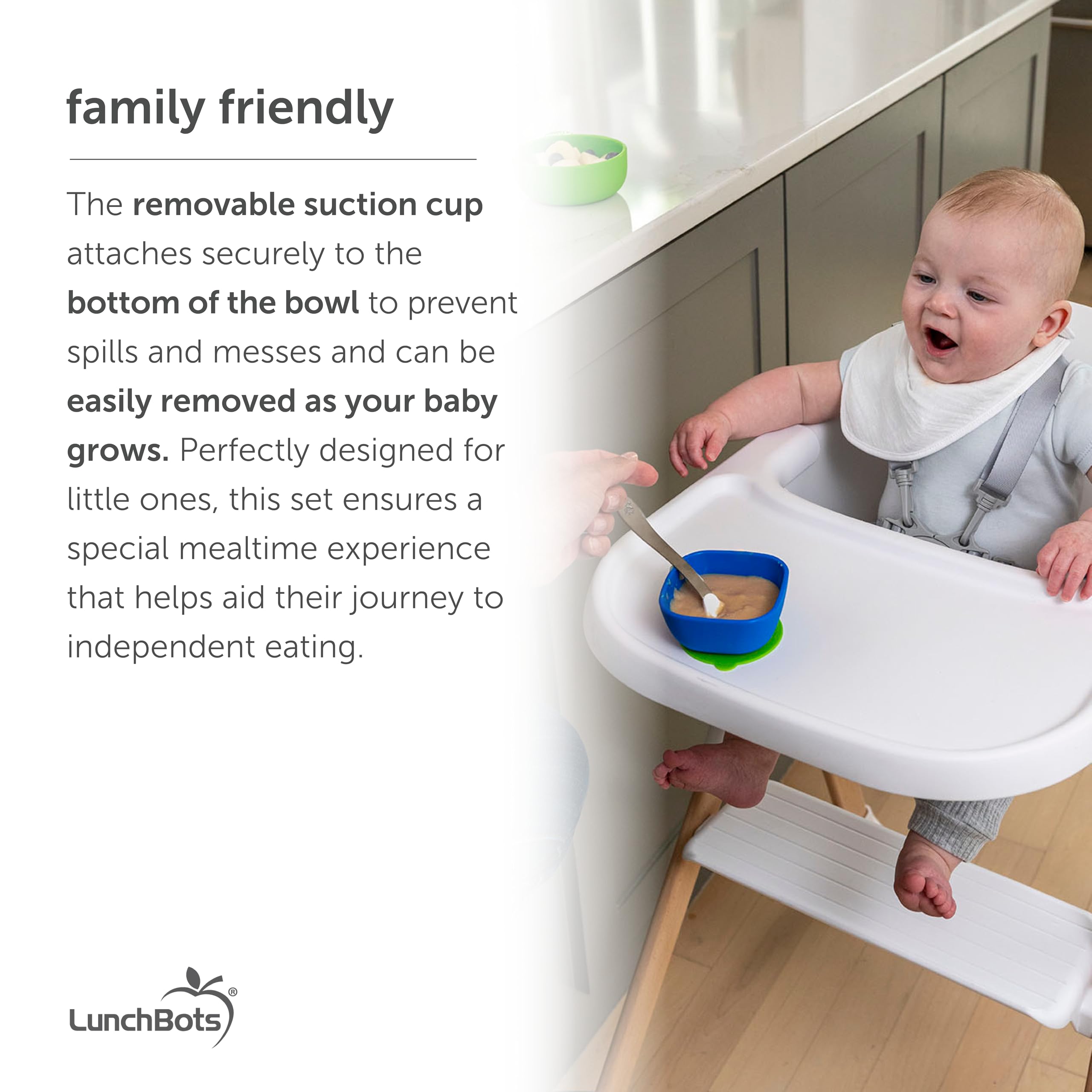 LunchBots bowls in 5 oz, 8 oz, and 17 oz sizes for portioned meals.