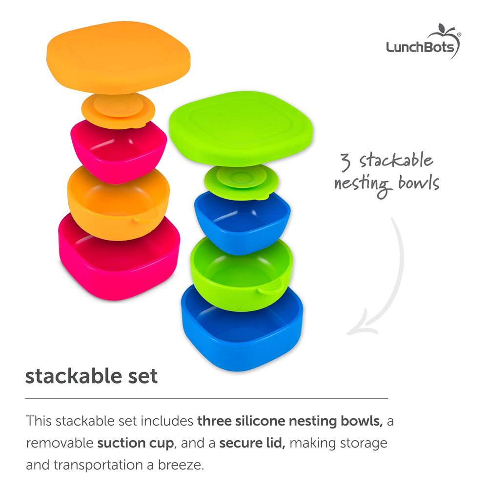 LunchBots baby feeding design supports independent eating with a kid-friendly shape.