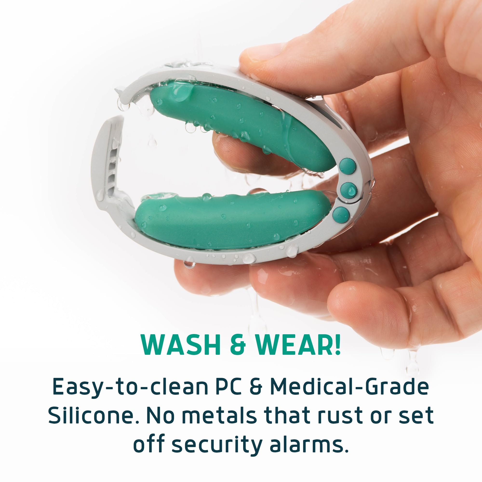 Lunderg Confidence Clamp metal-free design for airport security and MRI contexts.