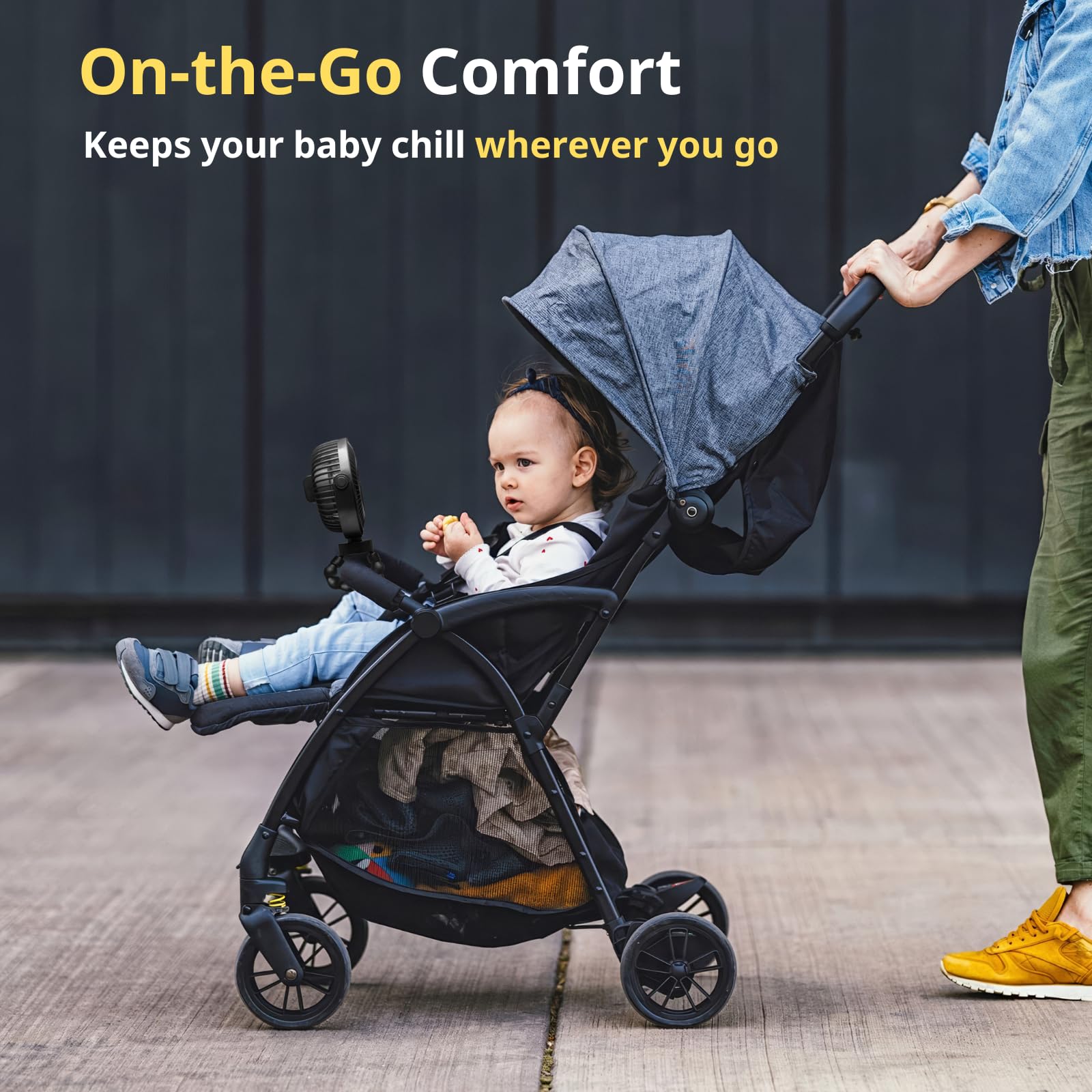 LuneEnfant compact stroller fan with sturdy silicone legs.