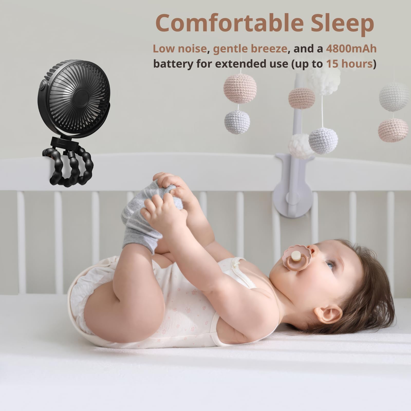 LuneEnfant 6-inch fan with adjustable levels for versatile use.