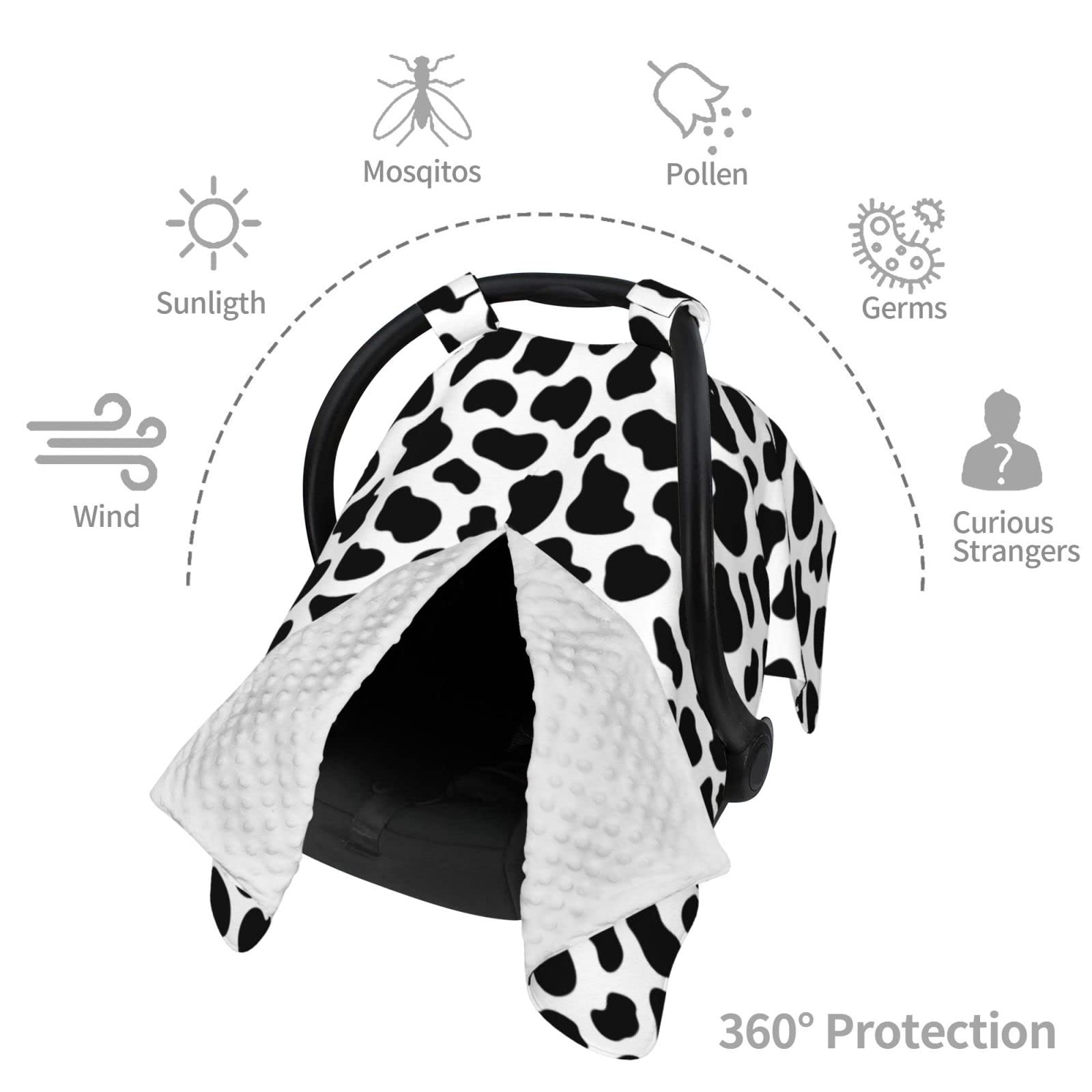 Lunepon cow-print infant blanket offers warmth and versatility for newborns.