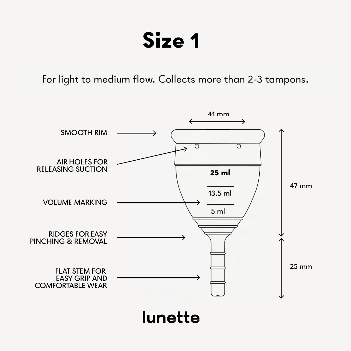 Lunette violet cup size 1 in-use while swimming shows freedom during activities.
