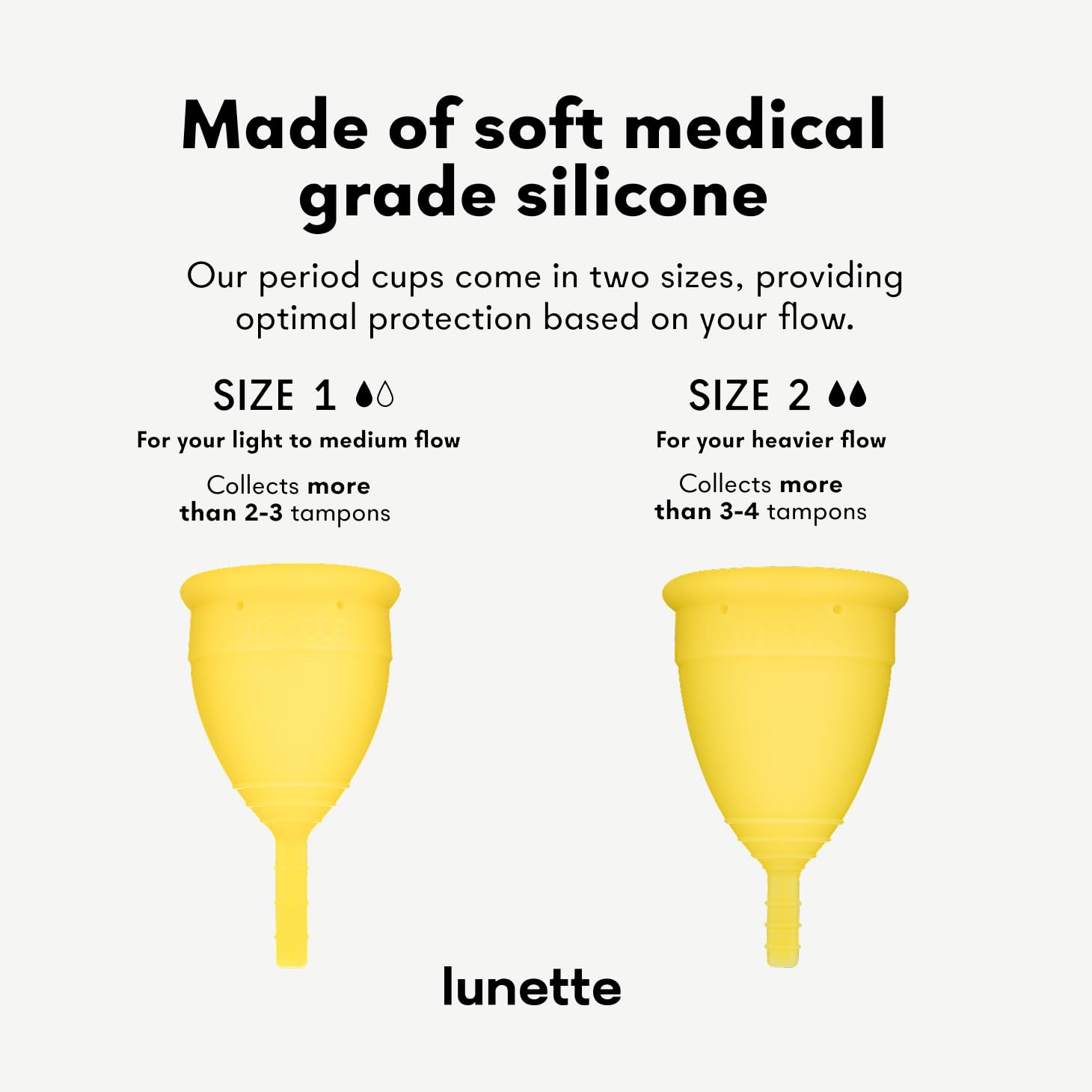 Close-up of Lunette soft medical-grade silicone for comfortable fit