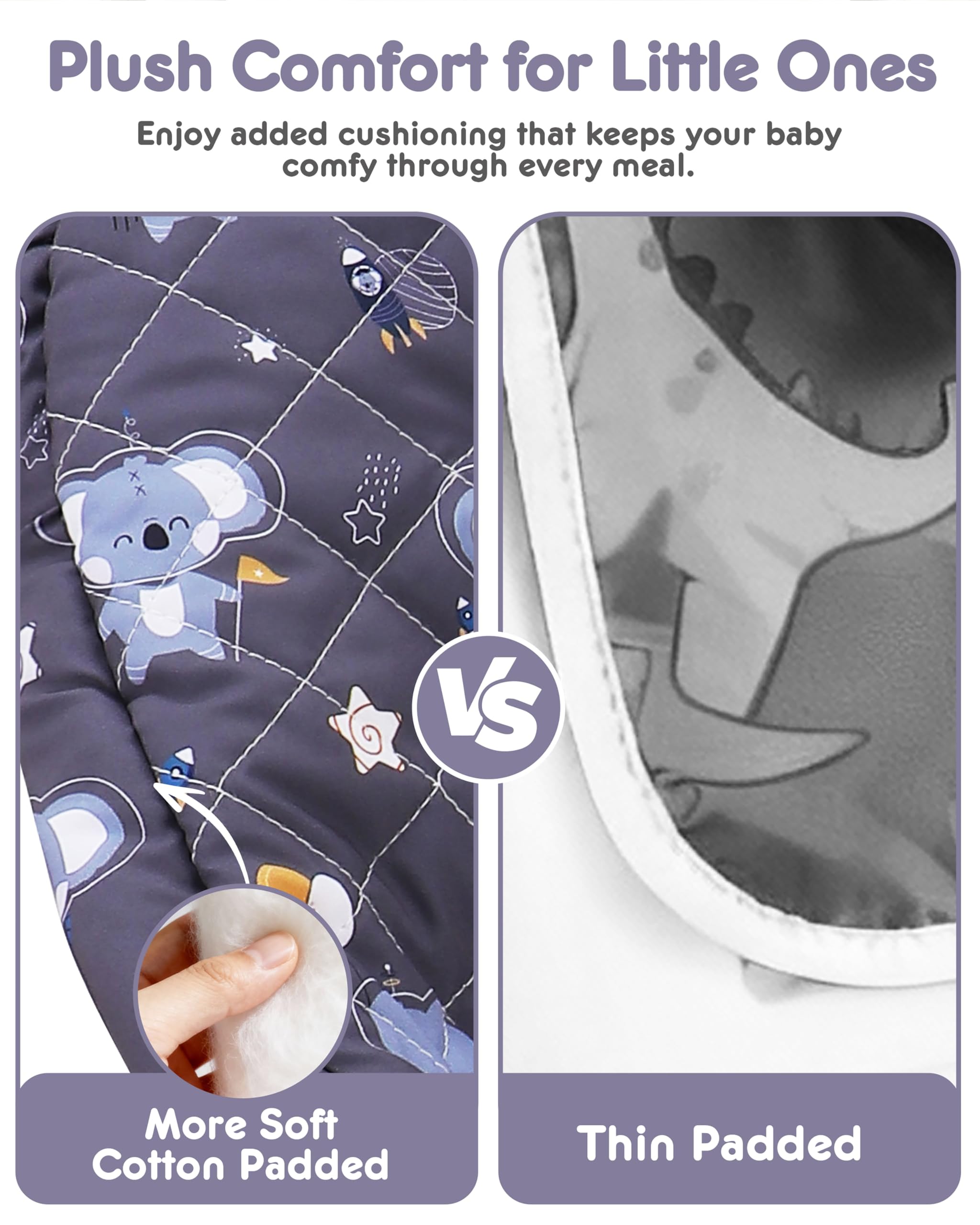 Lunobubo universal fit works with Graco, Nuby, and Ikea high chairs.