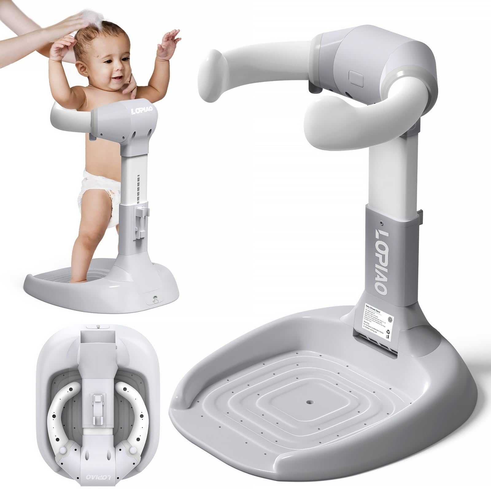 LUOPIAO Baby Shower Stand folded for easy storage and travel.