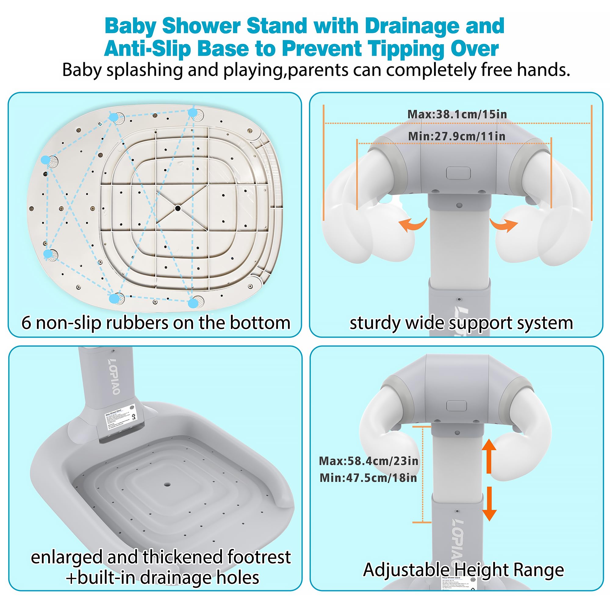 LUOPIAO Baby Shower Stand portable design for small bathrooms.